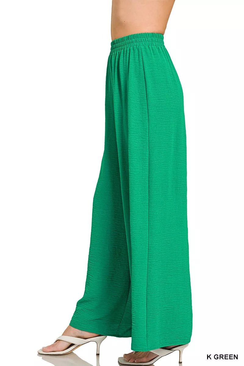 Zenana Woven Airflow Elastic Waistband Pants - DILARIA