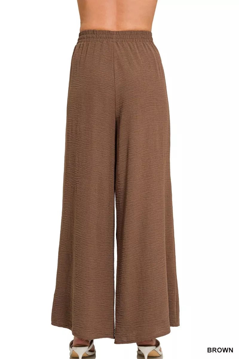 Zenana Woven Airflow Elastic Waistband Pants - DILARIA