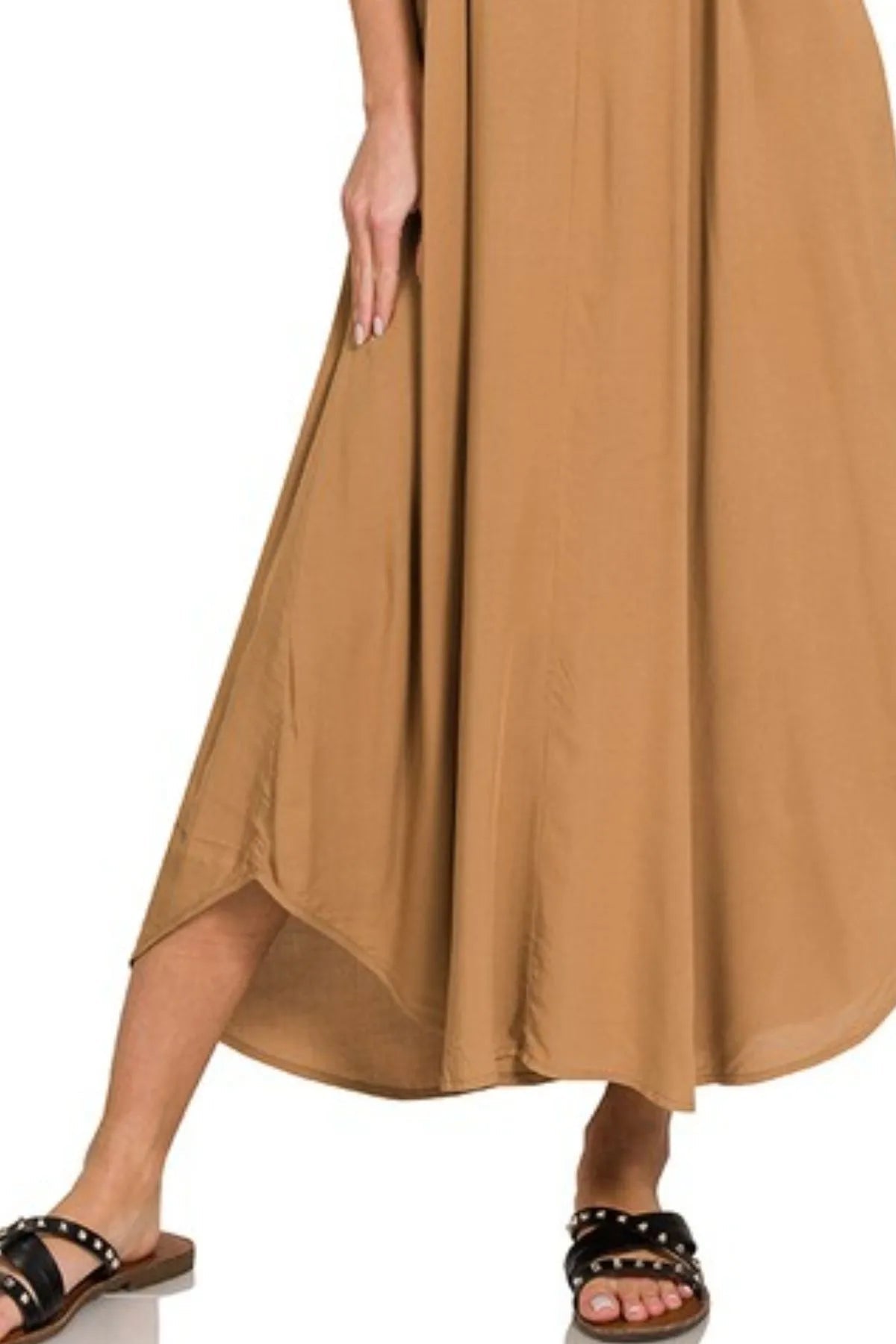 Zenana Woven Arc Hem Cami Dress With Flowy Pockets - DILARIA