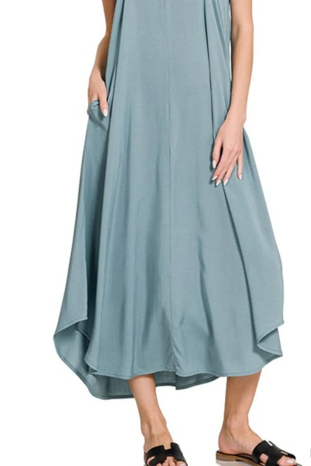 Zenana Woven Arc Hem Cami Dress With Flowy Pockets - DILARIA