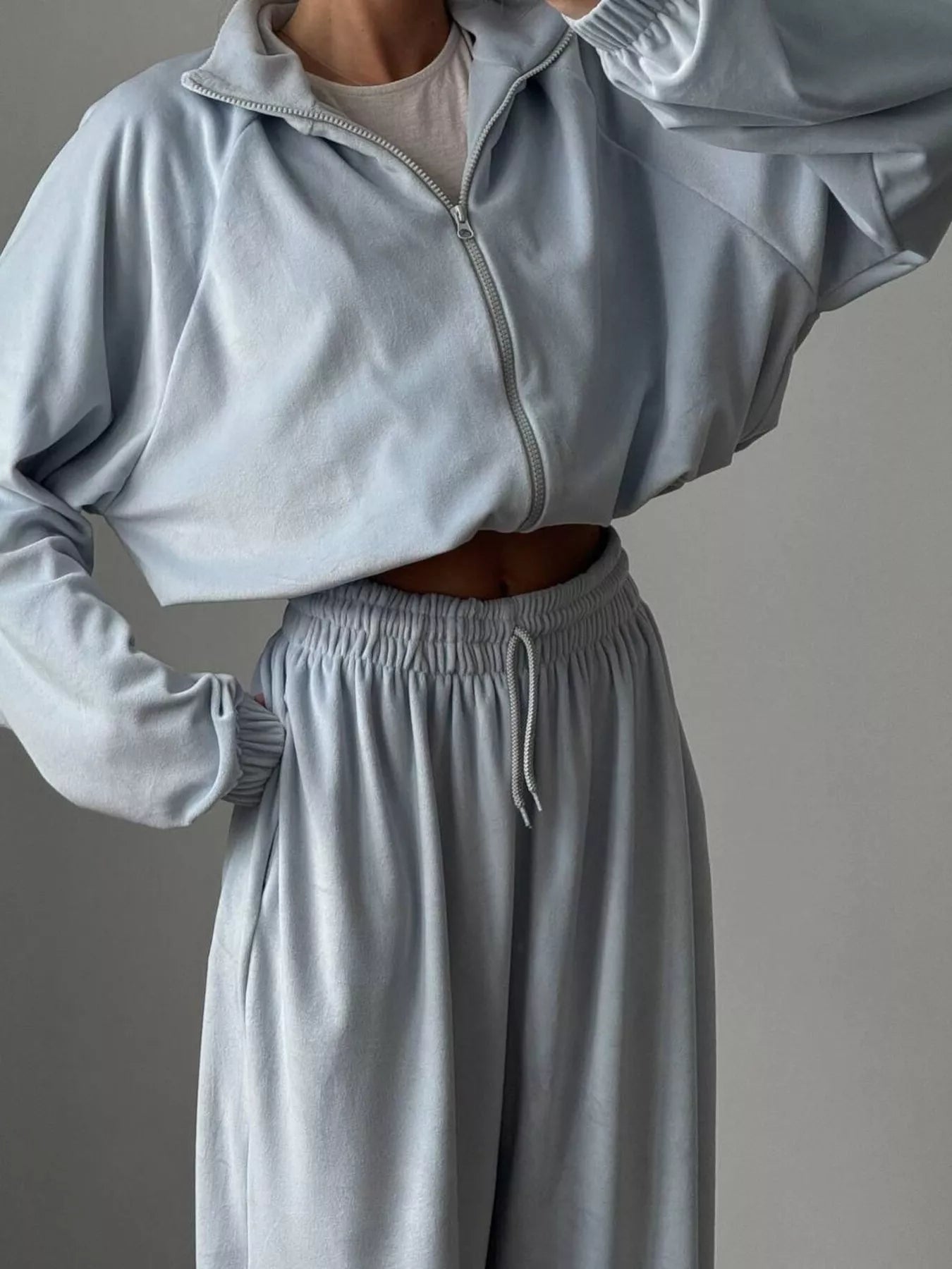 Zip Up Long Sleeve Outerwear and Pants Set - DILARIA