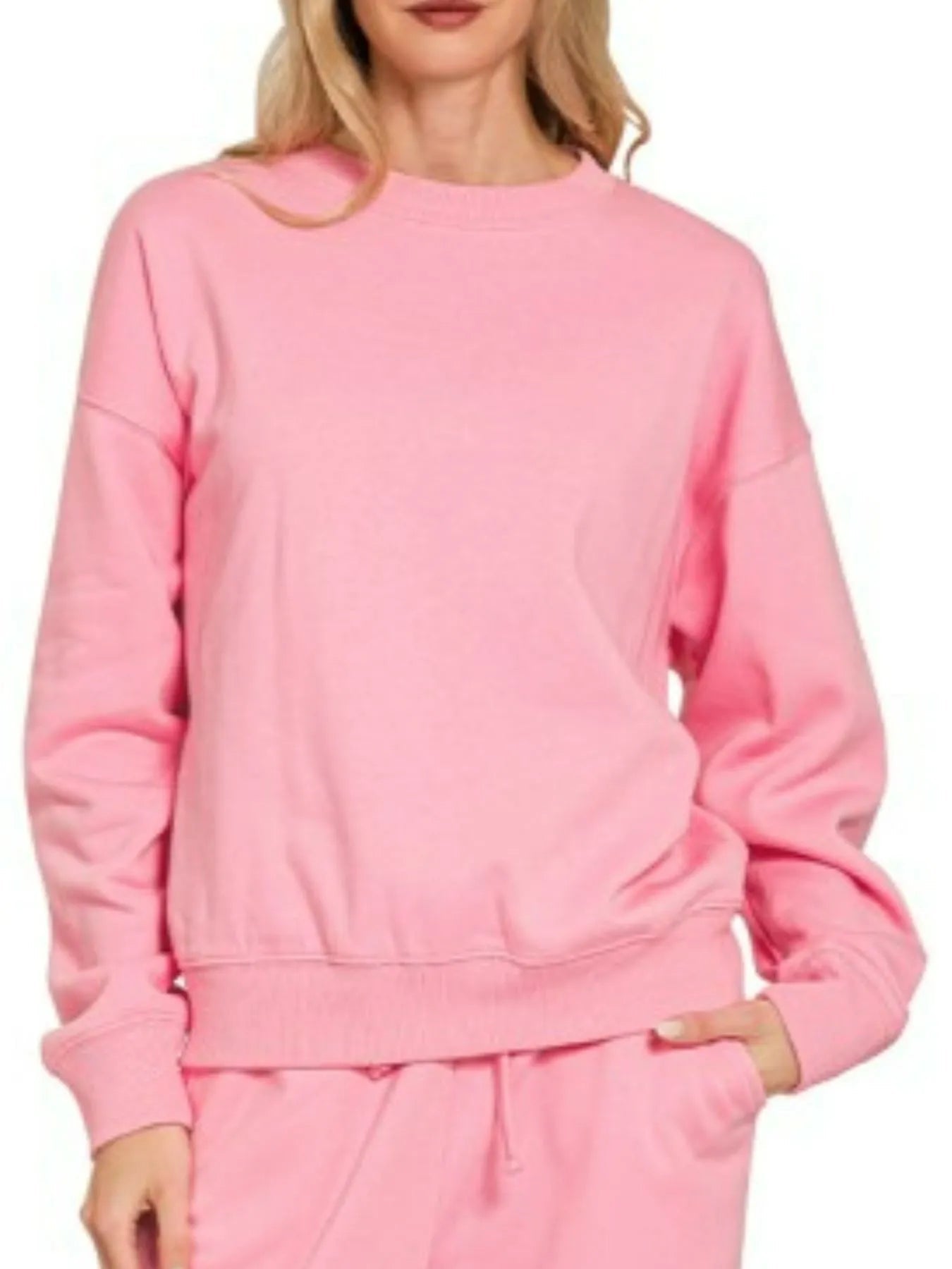Zenana Fleece Long Sleeve Top and Sweatpants Set - DILARIA