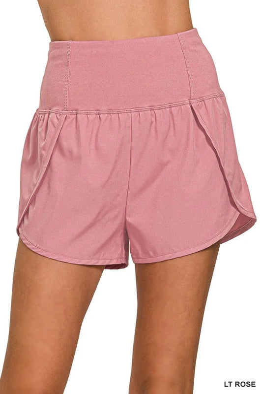 Zenana High Waisted Zippered Back Pocket Running Shorts - DILARIA