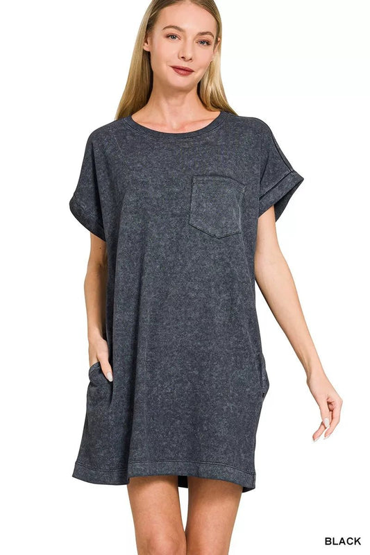 Zenana Premium Cotton Washed T-Shirt Dress - DILARIA