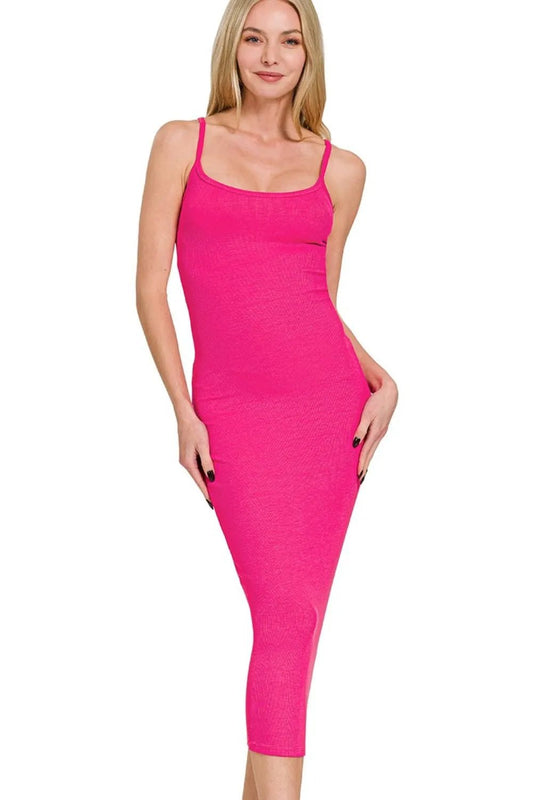 Zenana Ribbed Bodycon Midi Dress - DILARIA