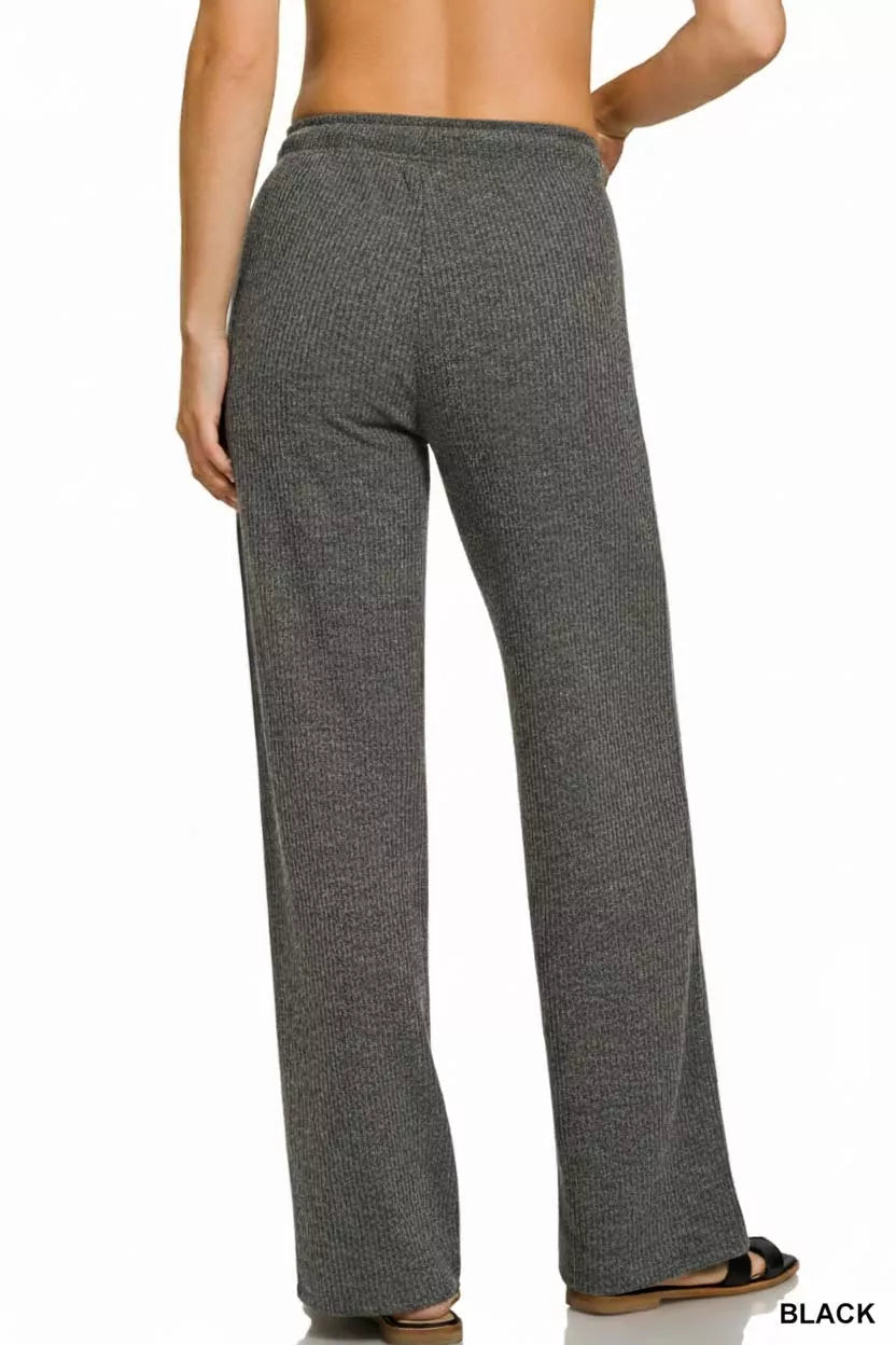 Zenana Ribbed Drawstring Lounge Pants - DILARIA