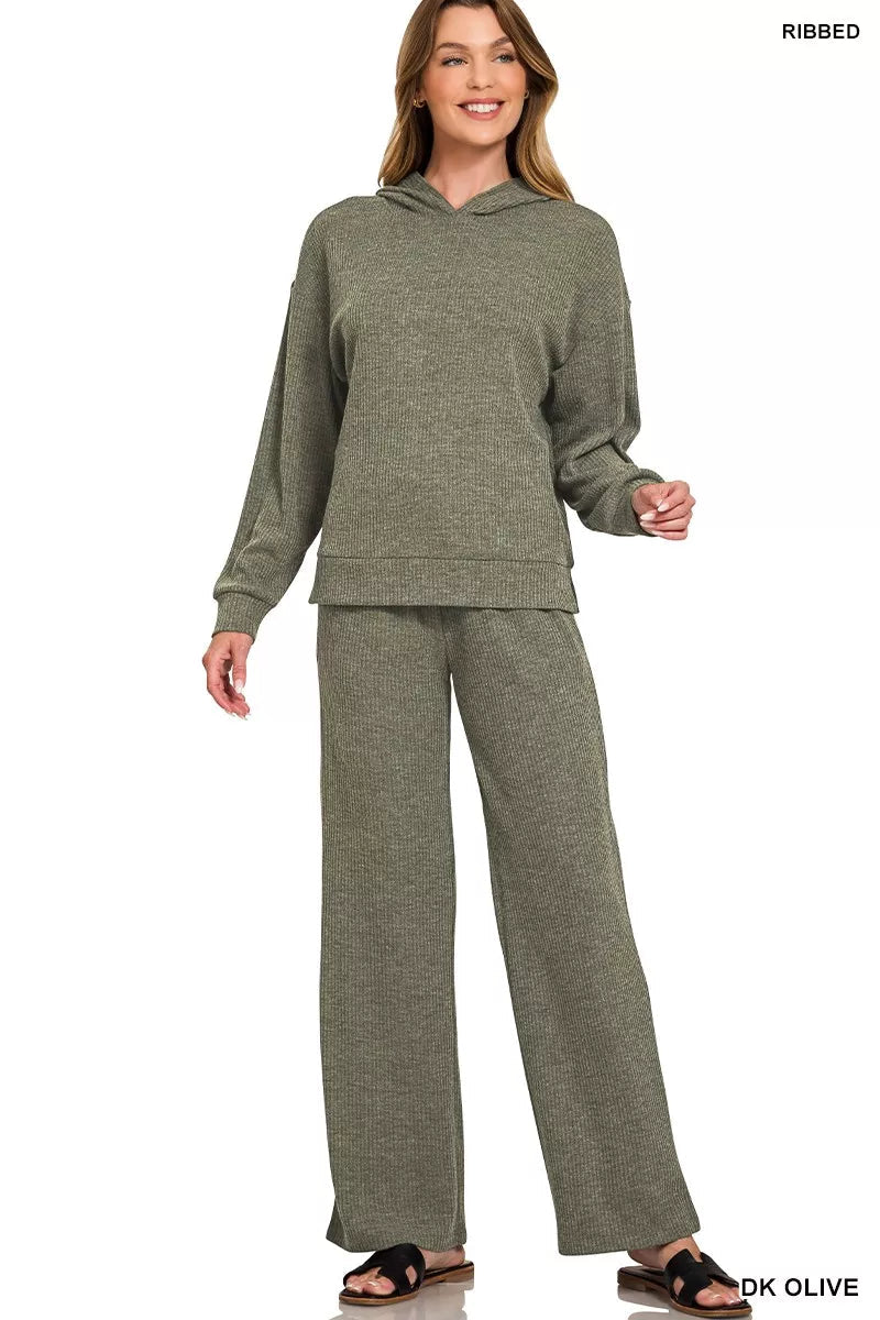 Zenana Ribbed Drawstring Lounge Pants - DILARIA