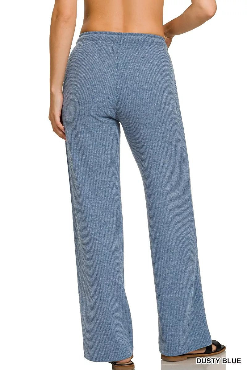 Zenana Ribbed Drawstring Lounge Pants - DILARIA
