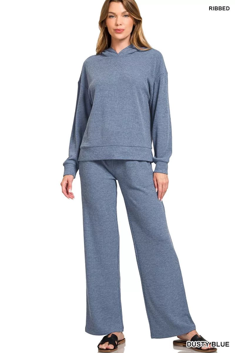 Zenana Ribbed Drawstring Lounge Pants - DILARIA