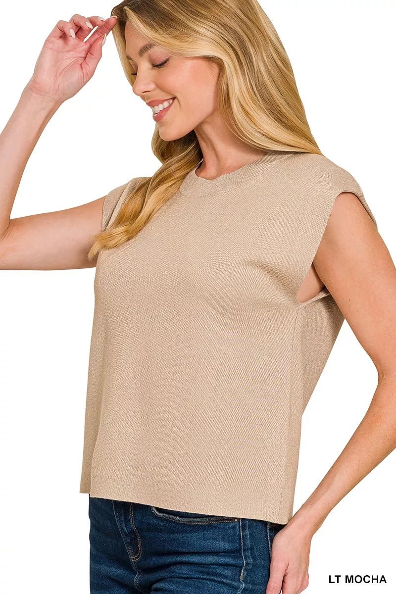 Zenana Round Neck Viscose Sweater Vest - DILARIA