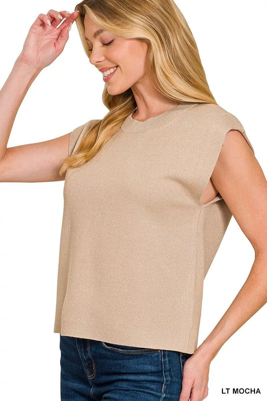 Zenana Round Neck Viscose Sweater Vest - DILARIA
