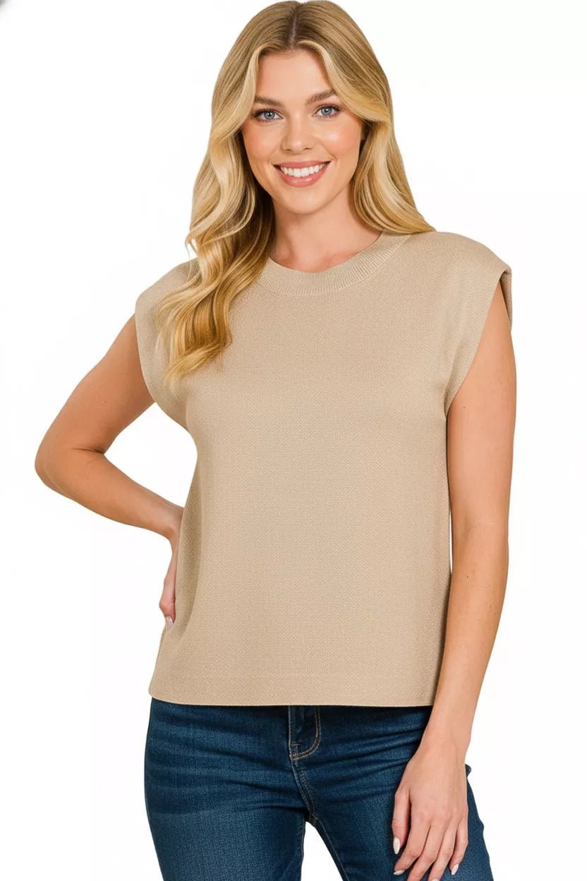 Zenana Round Neck Viscose Sweater Vest - DILARIA