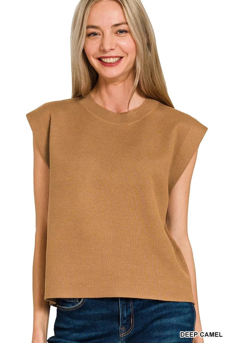 Zenana Round Neck Viscose Sweater Vest - DILARIA