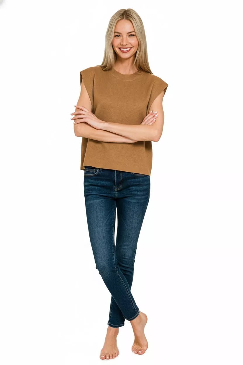 Zenana Round Neck Viscose Sweater Vest - DILARIA