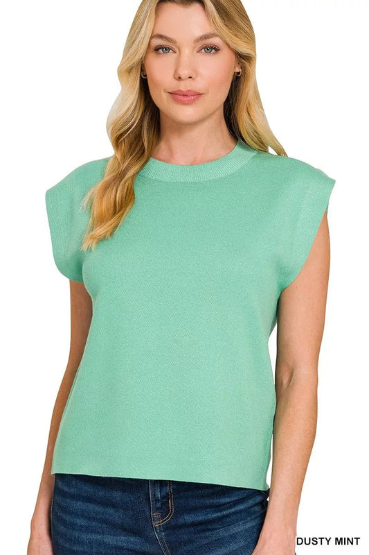 Zenana Round Neck Viscose Sweater Vest - DILARIA