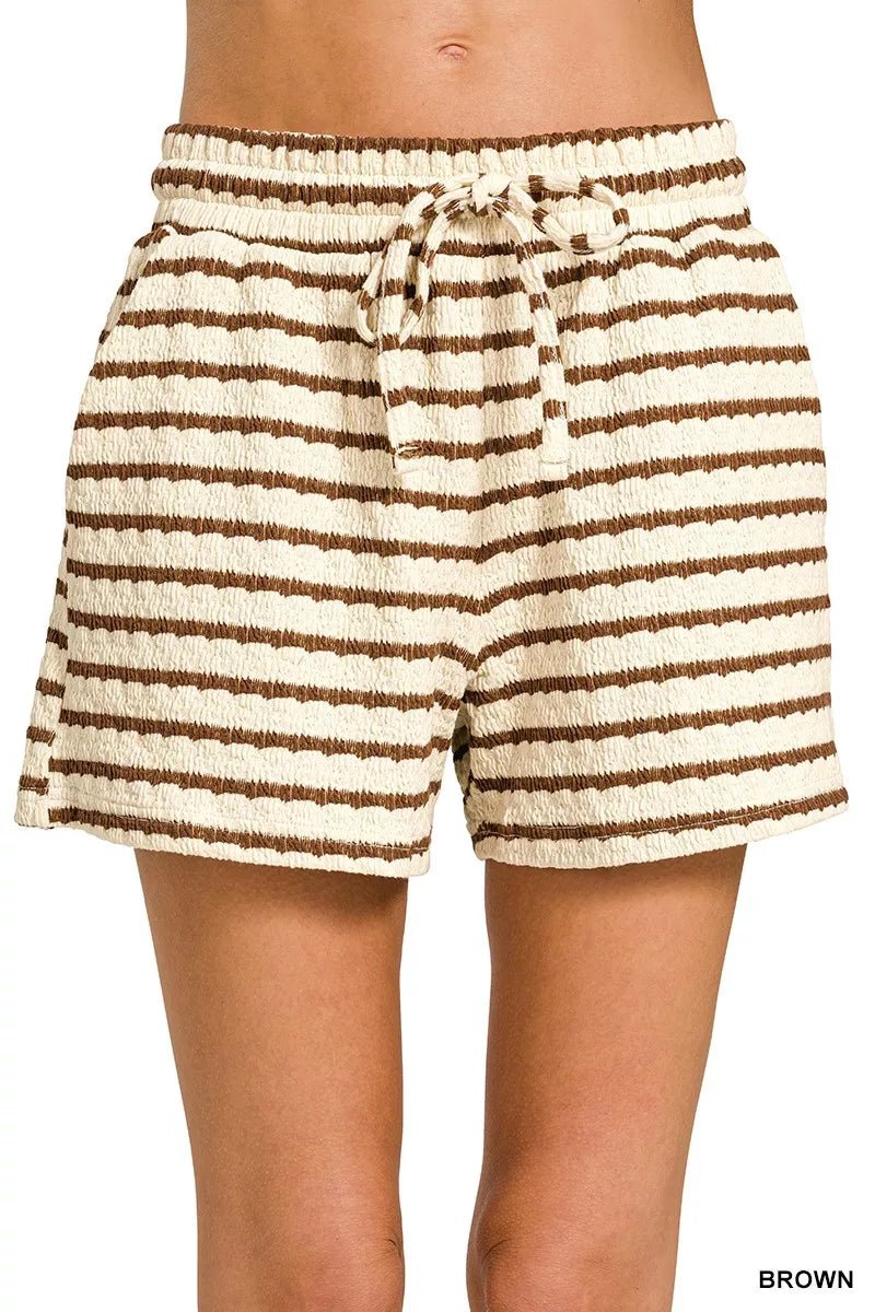 Zenana Striped Short Sleeve Tee & Shorts Set - DILARIA