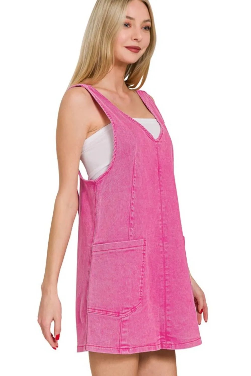 Zenana Washed Adjustable Strap Denim Overall Dress - DILARIA