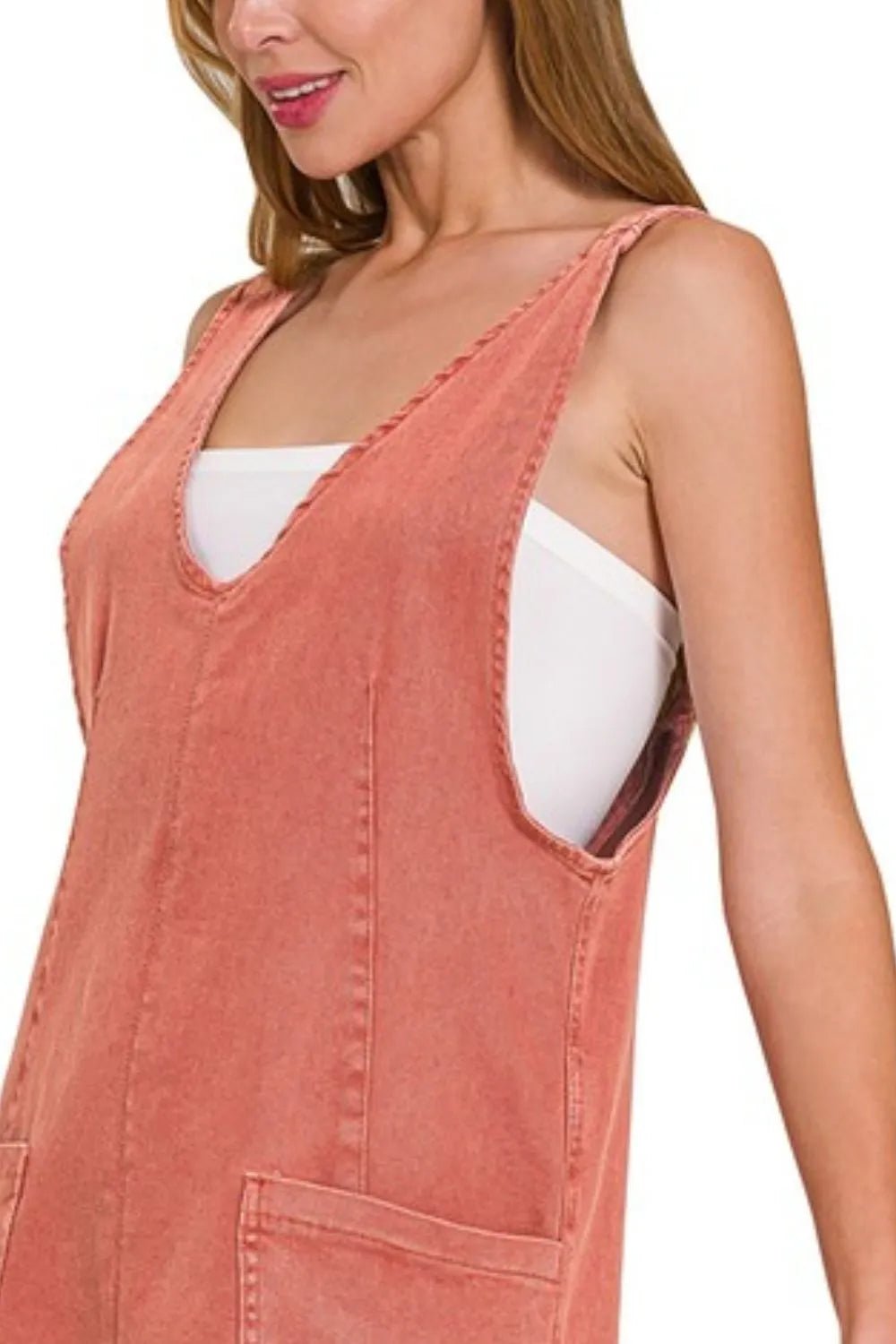 Zenana Washed Adjustable Strap Denim Overall Dress - DILARIA