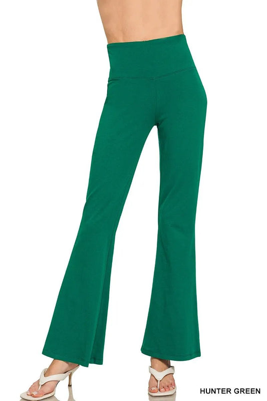 Zenana Wide Waistband Yoga Flare Pants - DILARIA