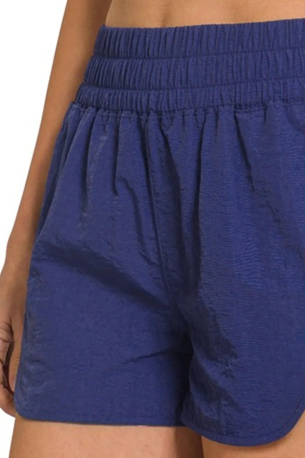 Zenana Windbreaker Smocked Waistband Running Shorts - DILARIA
