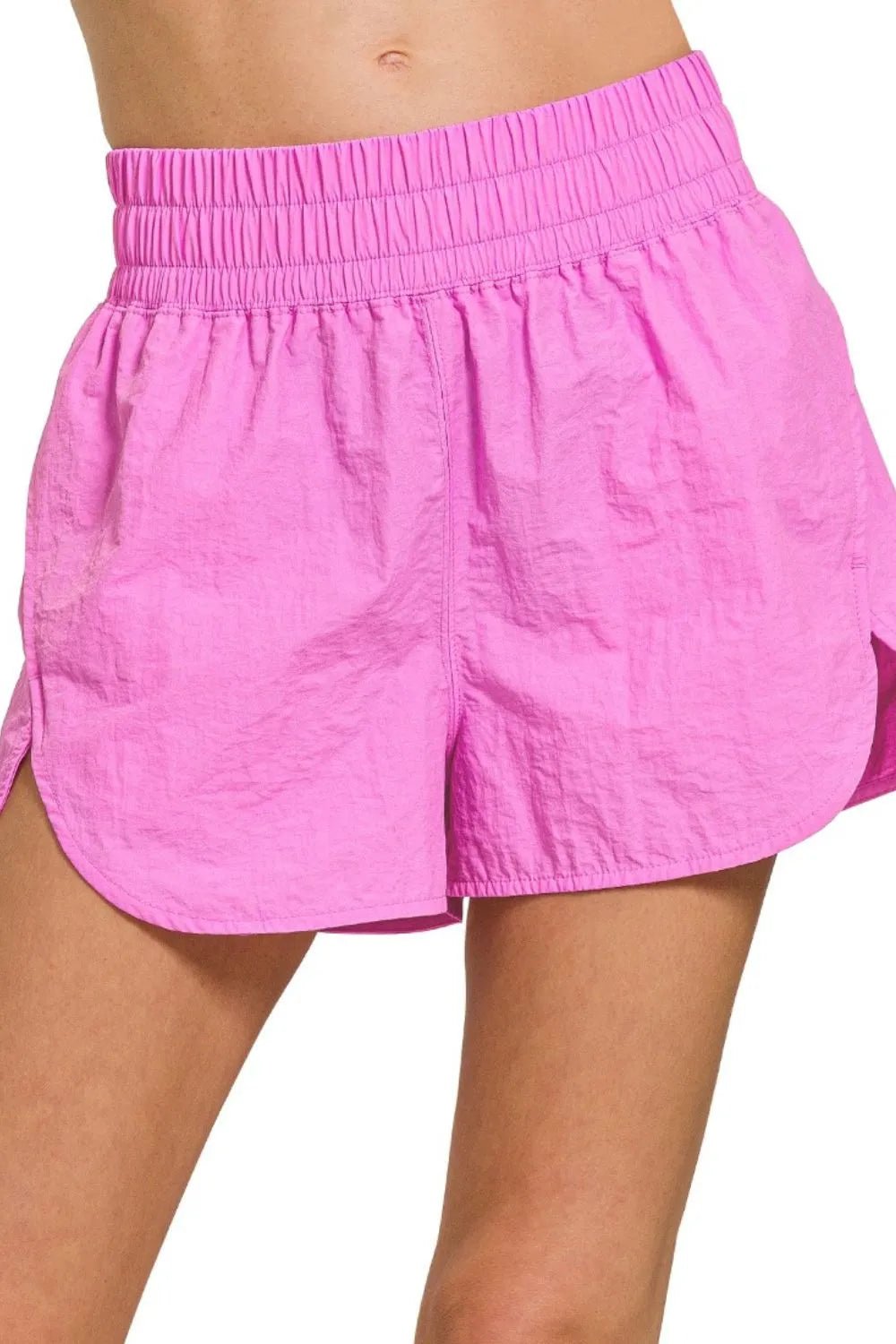Zenana Windbreaker Smocked Waistband Running Shorts - DILARIA