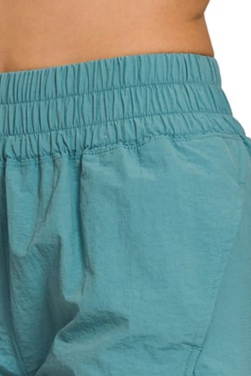 Zenana Windbreaker Smocked Waistband Running Shorts - DILARIA