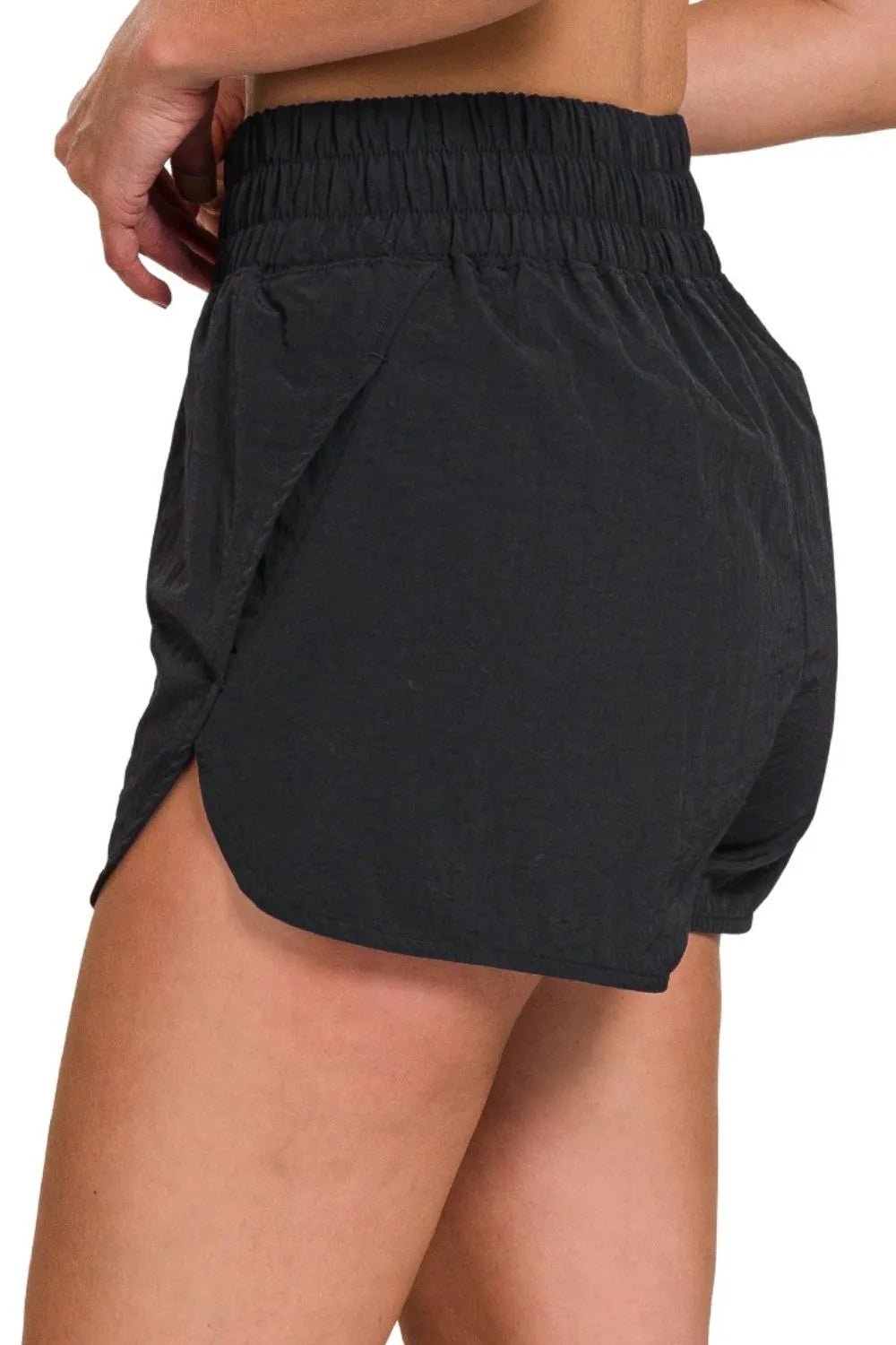 Zenana Windbreaker Smocked Waistband Running Shorts - DILARIA