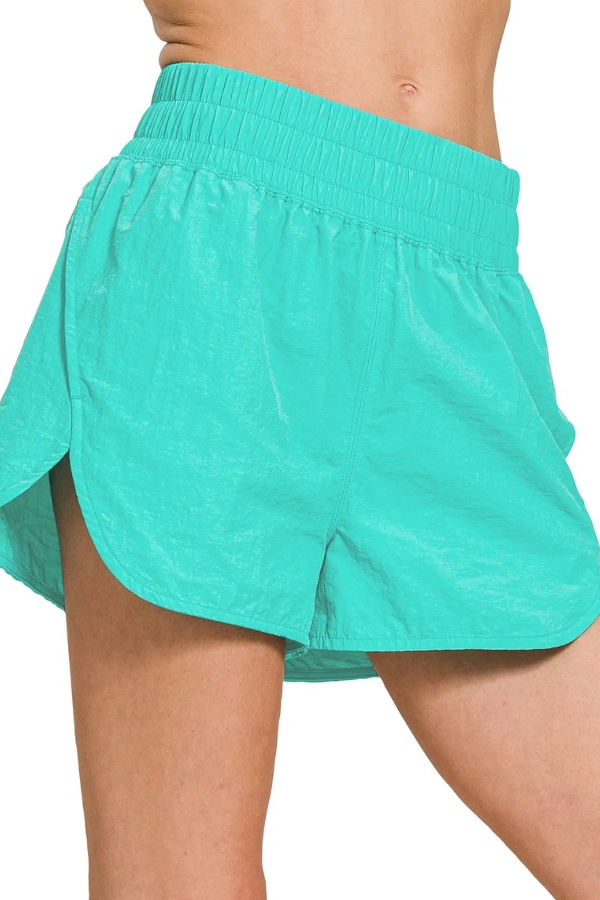 Zenana Windbreaker Smocked Waistband Running Shorts - DILARIA