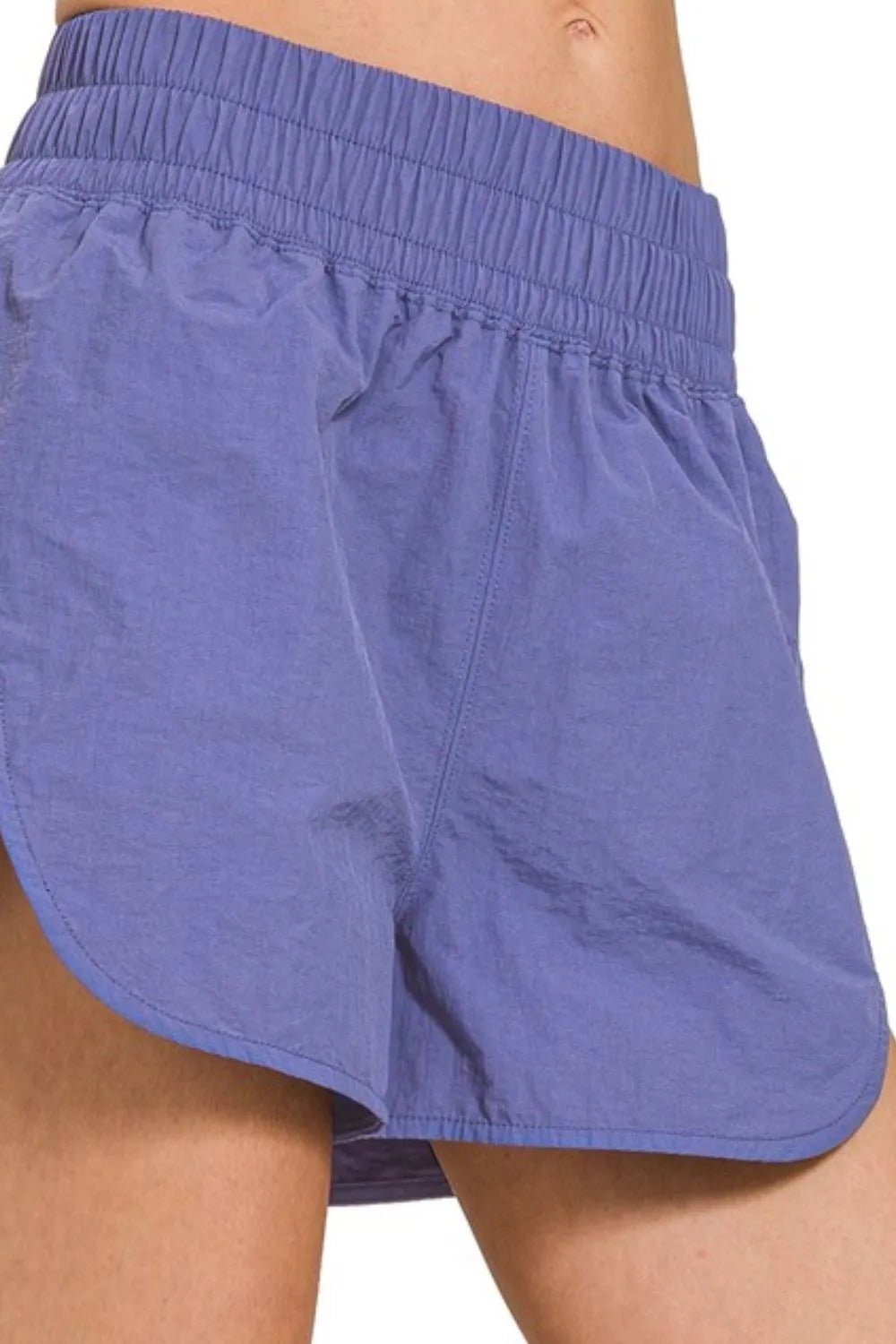 Zenana Windbreaker Smocked Waistband Running Shorts - DILARIA