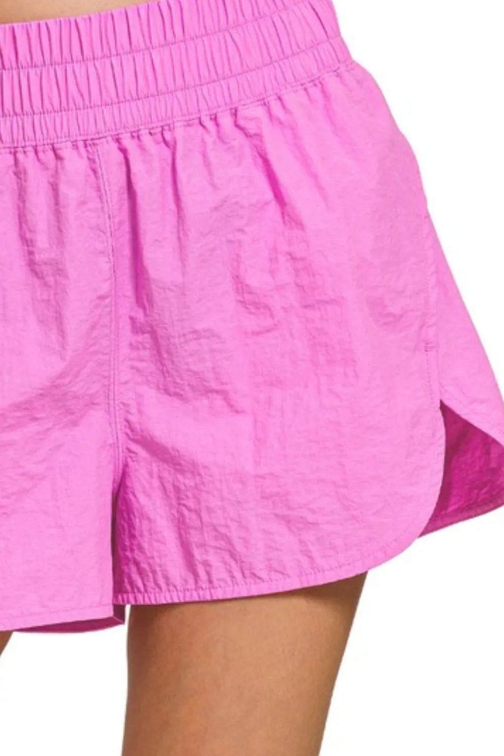 Zenana Windbreaker Smocked Waistband Running Shorts - DILARIA