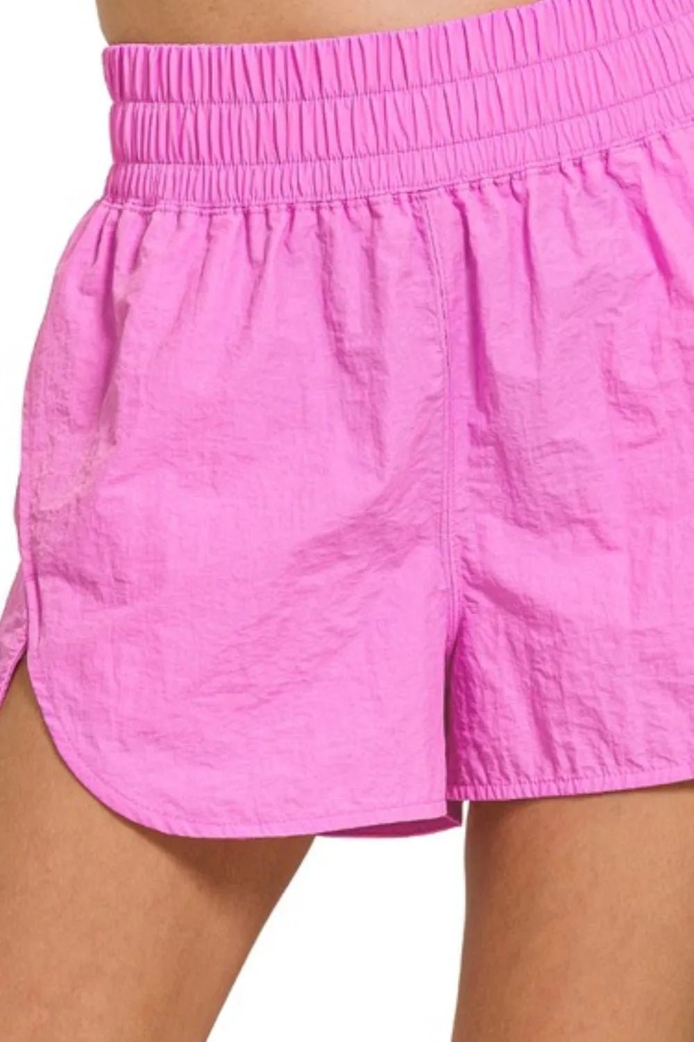 Zenana Windbreaker Smocked Waistband Running Shorts - DILARIA