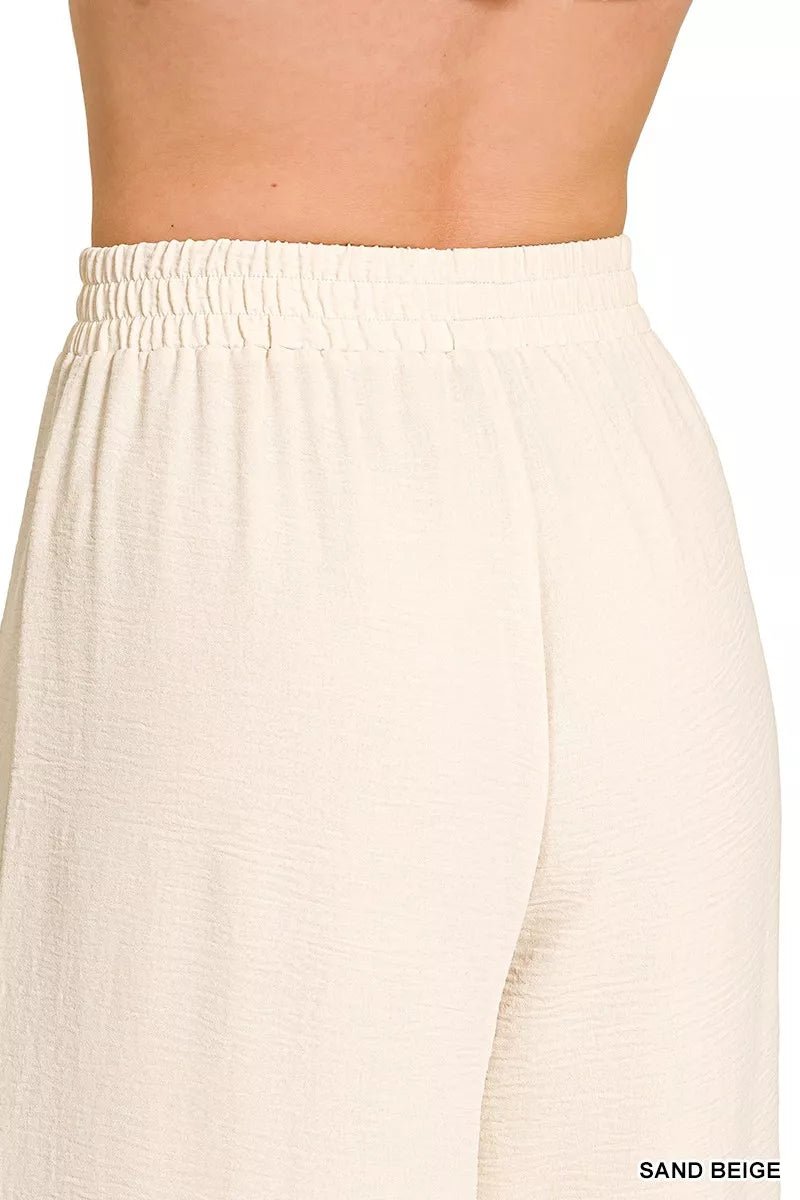Zenana Woven Airflow Elastic Waistband Pants - DILARIA
