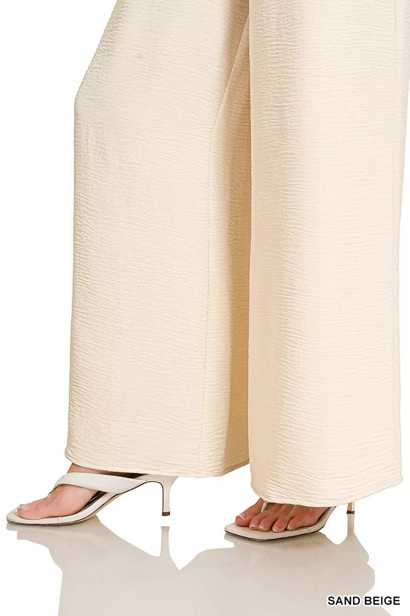 Zenana Woven Airflow Elastic Waistband Pants - DILARIA