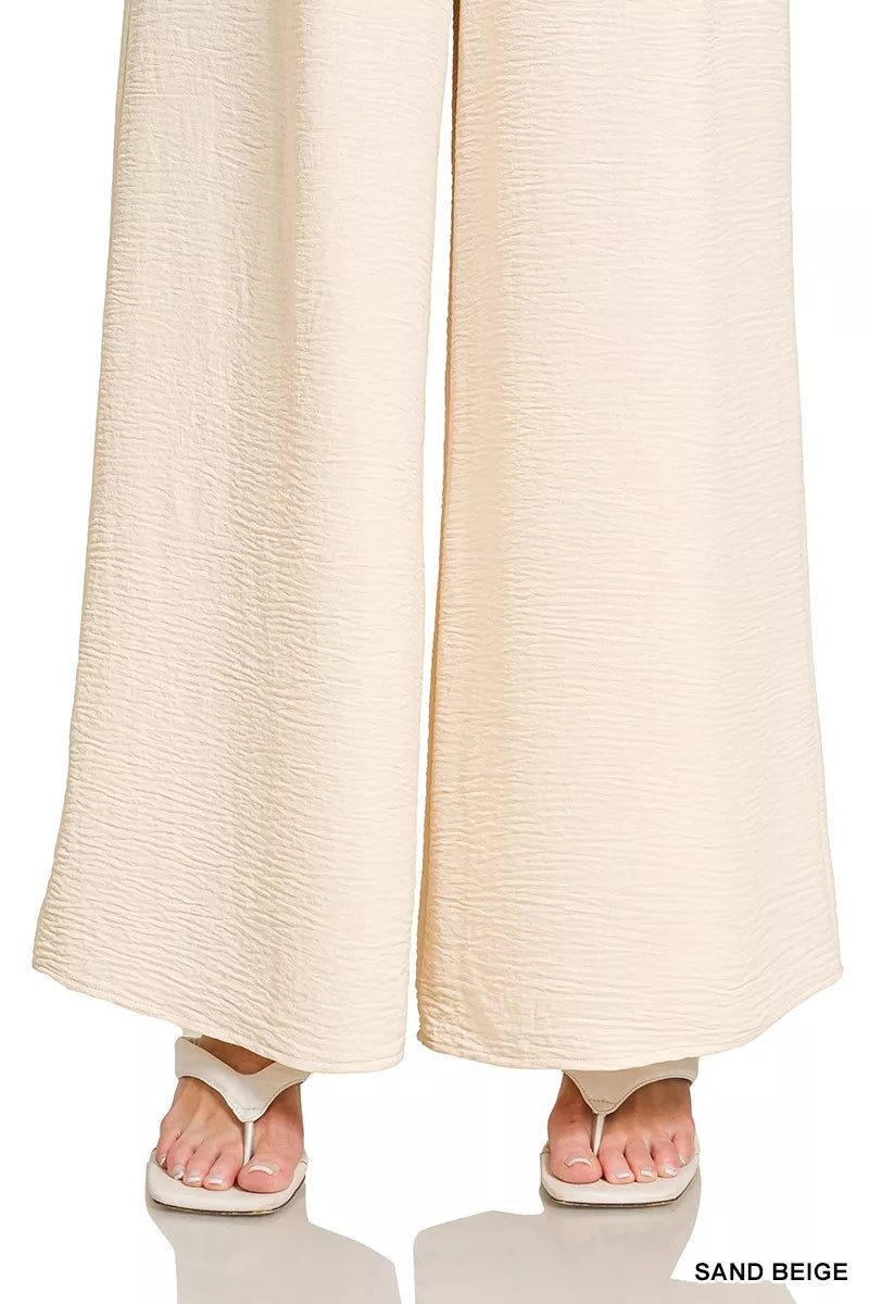 Zenana Woven Airflow Elastic Waistband Pants - DILARIA