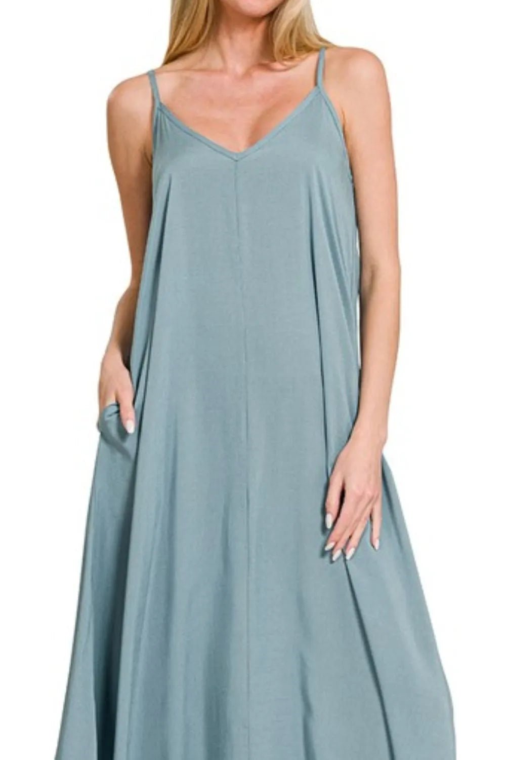 Zenana Woven Arc Hem Cami Dress With Flowy Pockets - DILARIA