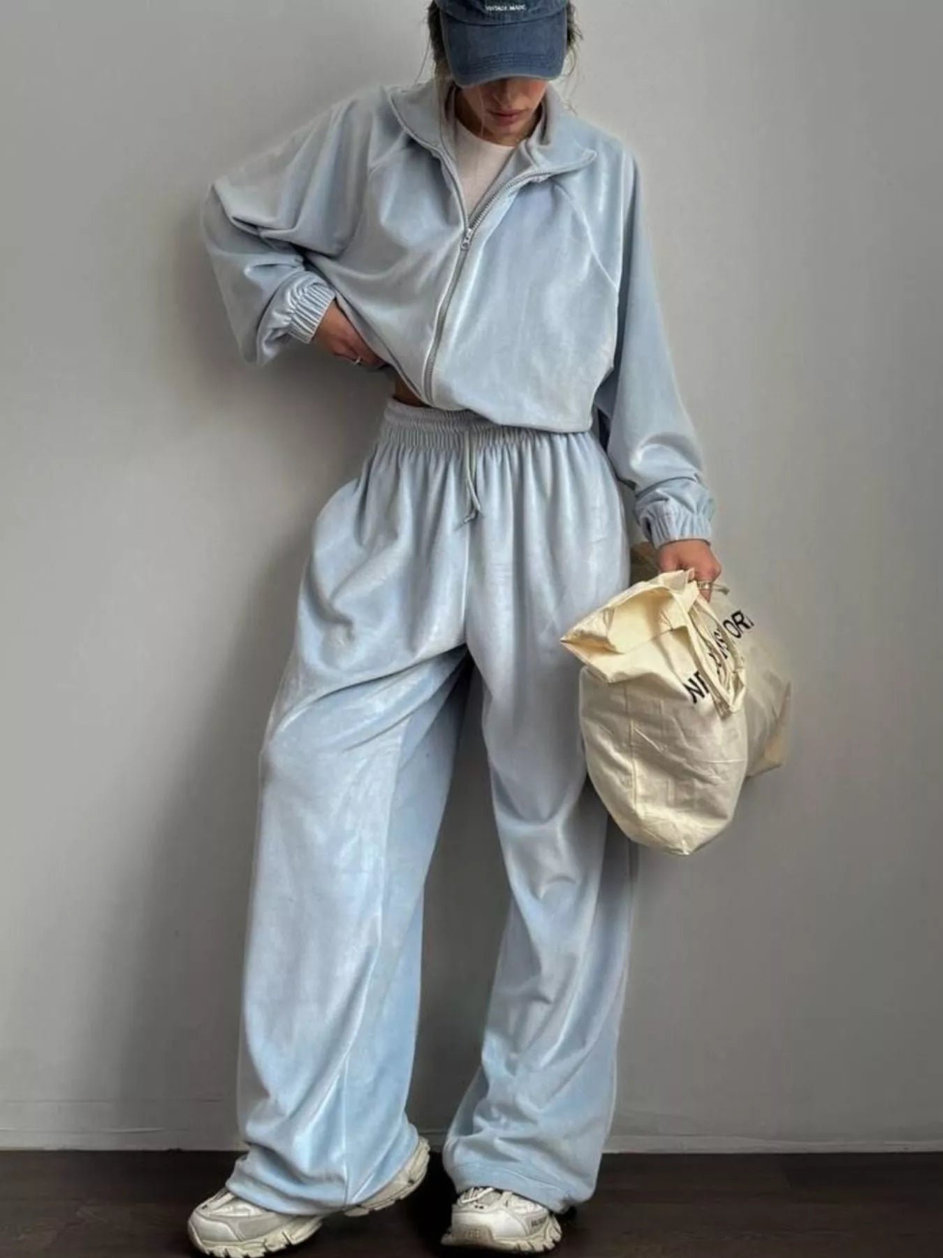 Zip Up Long Sleeve Outerwear and Pants Set - DILARIA