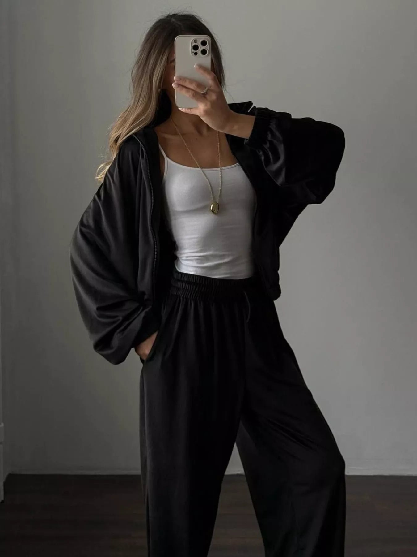 Zip Up Long Sleeve Outerwear and Pants Set - DILARIA