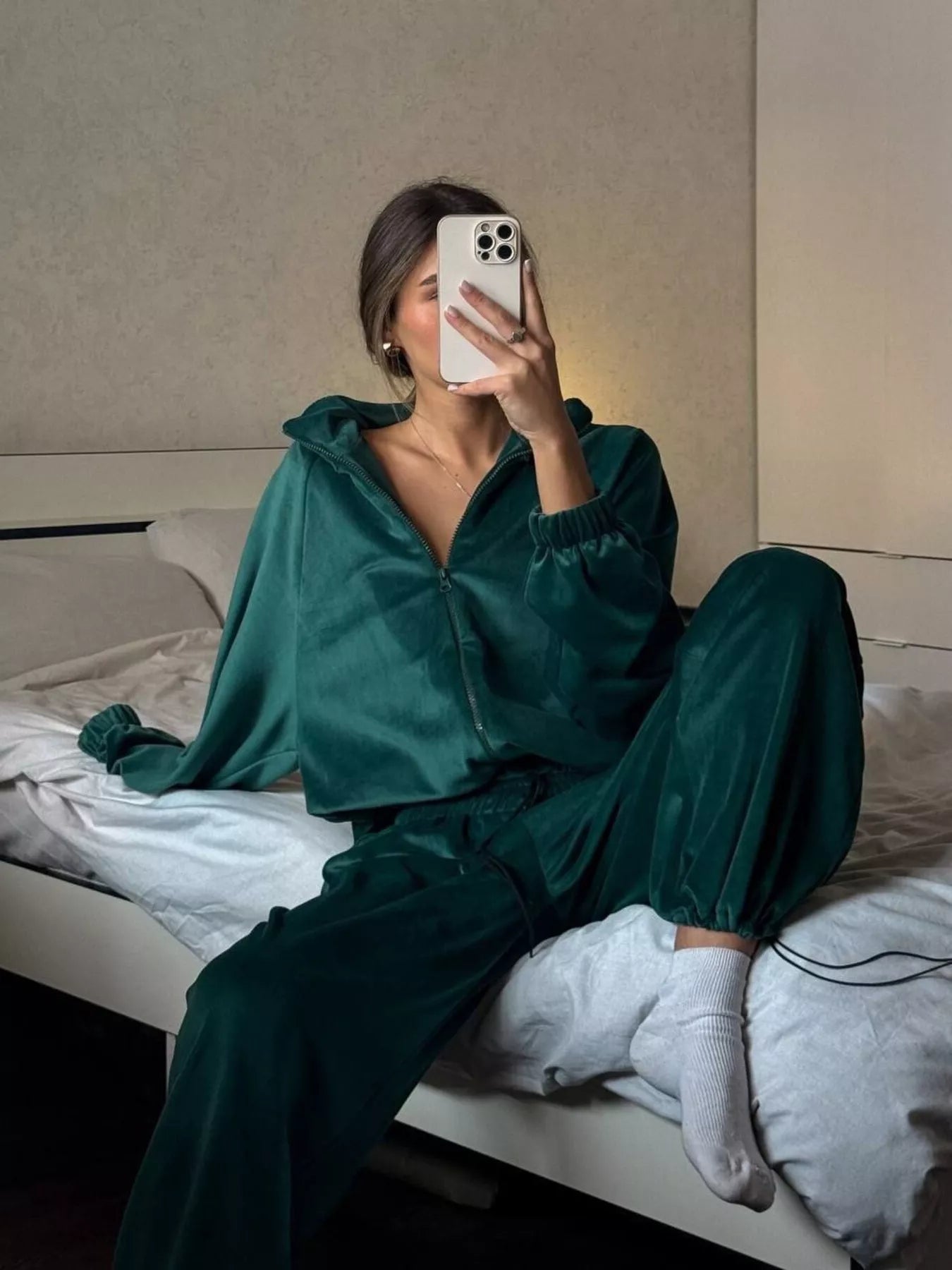 Zip Up Long Sleeve Outerwear and Pants Set - DILARIA