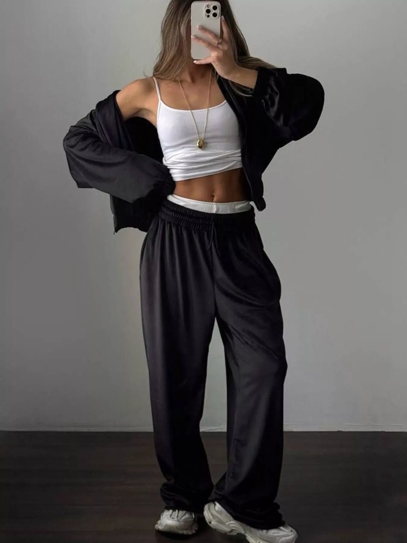 Zip Up Long Sleeve Outerwear and Pants Set - DILARIA