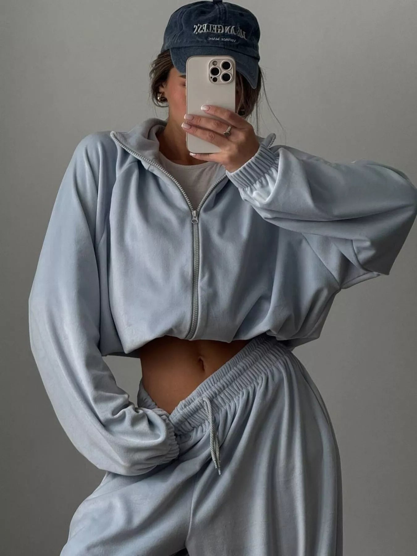 Zip Up Long Sleeve Outerwear and Pants Set - DILARIA